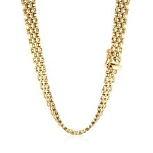 Load image into Gallery viewer, 14k Yellow Gold Fancy Polished Multi-Row Panther Link Necklace

