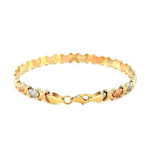 Load image into Gallery viewer, 14k Tri-Color Gold Fancy Satin Heart Line Bracelet
