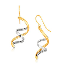 Load image into Gallery viewer, 14k Two Tone Gold Double Helix Polished Dangling Earrings
