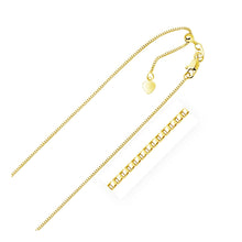 Load image into Gallery viewer, 14k Yellow Gold Adjustable Box Chain 0.85mm

