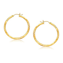 Load image into Gallery viewer, 14k Yellow Gold Fancy Diamond Cut Hoop Earrings (35mm Diameter)

