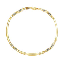 Load image into Gallery viewer, 14k Two-Tone Gold Fancy Bar Style Men's Bracelet with Curved Connectors

