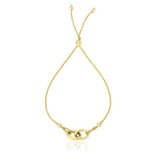 Load image into Gallery viewer, 14k Yellow Gold Entwined Rings Adjustable Lariat Style Bracelet
