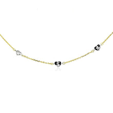 Load image into Gallery viewer, 14k Two Tone Gold Anklet with Diamond Cut Heart Style Stations
