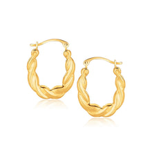Load image into Gallery viewer, 10k Yellow Gold Oval Twist Hoop Earrings
