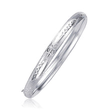 Load image into Gallery viewer, Classic Floral Carved Bangle in 14k White Gold (5.0mm)
