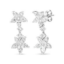 Load image into Gallery viewer, 18k White Gold 6.0 Cttw Marquise Diamond Floral Dangle Drop Earrings (E-F Color, VS1-VS2 Clarity)
