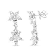 Load image into Gallery viewer, 18k White Gold 6.0 Cttw Marquise Diamond Floral Dangle Drop Earrings (E-F Color, VS1-VS2 Clarity)
