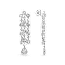 Load image into Gallery viewer, 18K White Gold 4 3/4 Cttw Diamond Double Teardrop Waterfall Dangle Earrings (H-I Color, VS1-VS2 Clarity)
