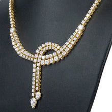 Load image into Gallery viewer, 14k Yellow Gold 17.0 Cttw Diamond Double Row Lariat 18" Inch Tennis Necklace with Pear Shape Diamond Drop Tips (I-J Color, VS2-SI1 Clarity)
