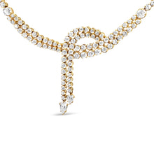 Load image into Gallery viewer, 14k Yellow Gold 17.0 Cttw Diamond Double Row Lariat 18" Inch Tennis Necklace with Pear Shape Diamond Drop Tips (I-J Color, VS2-SI1 Clarity)

