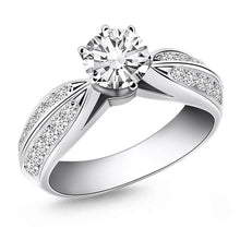 Load image into Gallery viewer, 14k White Gold Cathedral Double Row Pave Diamond Engagement Ring

