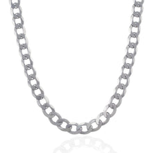 Load image into Gallery viewer, Rhodium Plated 8.4mm Sterling Silver Curb Style Chain
