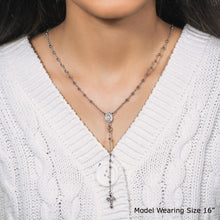 Load image into Gallery viewer, Fine Rosary Chain and Bead Necklace in Sterling Silver
