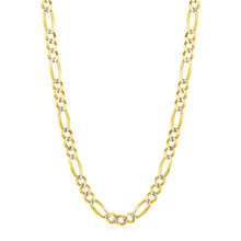 Load image into Gallery viewer, 6.0mm 14K Yellow Gold Solid Pave Figaro Chain
