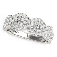Load image into Gallery viewer, Diamond Studded Interlocking Waves Ring in 14k White Gold (5/8 cttw)
