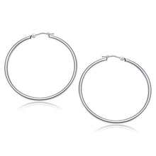 Load image into Gallery viewer, 10k White Gold Polished Hoop Earrings (40 mm)

