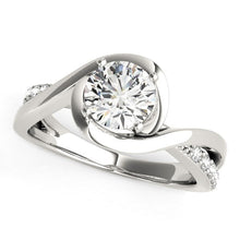 Load image into Gallery viewer, 14k White Gold Split Band Round Bypass Diamond Engagement Ring (1 1/8 cttw)
