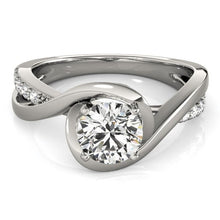 Load image into Gallery viewer, 14k White Gold Split Band Round Bypass Diamond Engagement Ring (1 1/8 cttw)

