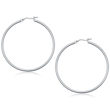 Load image into Gallery viewer, 10k White Gold Polished Hoop Earrings (50 mm)
