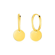 Load image into Gallery viewer, 14k Yellow Gold Huggie Style Hoop Earrings with Circle Drops
