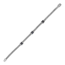 Load image into Gallery viewer, Woven Rope Bracelet with Black Sapphire X Accents in Sterling Silver
