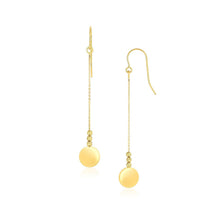 Load image into Gallery viewer, 14k Yellow Gold Bead and Shiny Disc Drop Earrings
