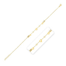Load image into Gallery viewer, 14k Yellow Gold Puff Heart Adjustable Anklet
