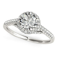 Load image into Gallery viewer, 14k White Gold Round Cut Pave Set Shank Diamond Engagement Ring (1 3/8 cttw)
