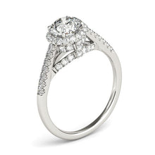 Load image into Gallery viewer, 14k White Gold Round Cut Pave Set Shank Diamond Engagement Ring (1 3/8 cttw)
