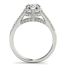 Load image into Gallery viewer, 14k White Gold Round Cut Pave Set Shank Diamond Engagement Ring (1 3/8 cttw)

