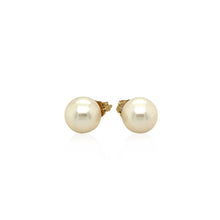Load image into Gallery viewer, 14k Yellow Gold Freshwater Cultured White Pearl Stud Earrings (7.0 mm)
