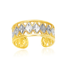 Load image into Gallery viewer, 14k Two-Tone Gold Cuff Type Cut-Out Toe Ring with Diamond Design
