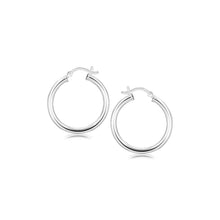 Load image into Gallery viewer, Sterling Silver Rhodium Plated Polished Look Hoop Earrings (25mm)
