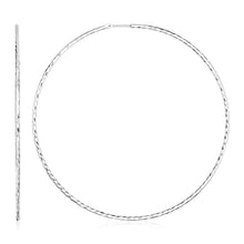 Load image into Gallery viewer, Sterling Silver Large Textured Round Hoop Earrings
