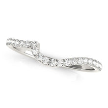 Load image into Gallery viewer, 14k White Gold Round Pave Setting Curved Diamond Wedding Ring (1/5 cttw)
