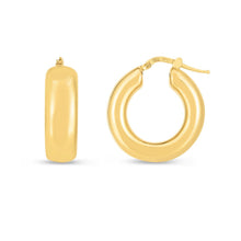 Load image into Gallery viewer, 14k Yellow Gold Medium Puffy Hoops
