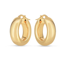 Load image into Gallery viewer, 14k Yellow Gold Medium Puffy Hoops
