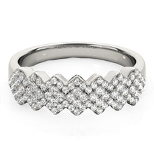 Load image into Gallery viewer, Diamond Studded Wide Multi-Diagonal Pattern Ring in 14k White Gold (5/8 cttw)
