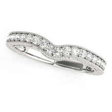 Load image into Gallery viewer, 14k White Gold Bead Border Curved Diamond Wedding Band (1/4 cttw)

