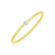 Load image into Gallery viewer, 14k Yellow Gold Stretch Bangle with Diamonds
