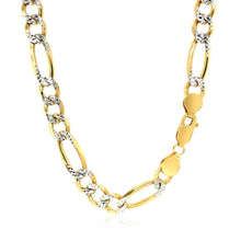 Load image into Gallery viewer, 7.0mm 14K Yellow Gold Solid Pave Figaro Chain
