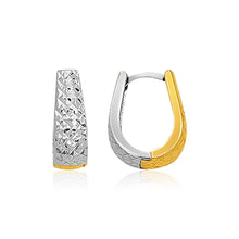 Load image into Gallery viewer, 14k Two-Tone Gold Oval Diamond Cut Textured Earrings
