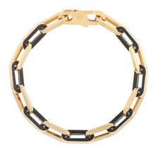 Load image into Gallery viewer, 14k Yellow Gold Black Onyx Paperclip Gem Link Bracelet (7.00 mm)
