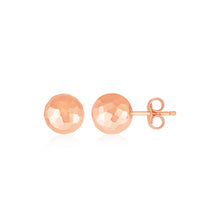 Load image into Gallery viewer, 14k Rose Gold Ball Earrings with Faceted Texture
