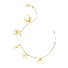 Load image into Gallery viewer, 14k Yellow Gold 7 inch Bracelet with Polished Charms
