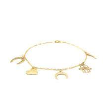 Load image into Gallery viewer, 14k Yellow Gold 7 inch Bracelet with Polished Charms
