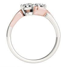 Load image into Gallery viewer, 14k White And Rose Gold Round Two Diamond Curved Band Ring (5/8 cttw)
