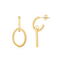 Load image into Gallery viewer, 14K Yellow Gold Interlocking Drop Hoop Earrings
