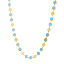 Load image into Gallery viewer, 14k Yellow Gold Turquoise Geometric Mirror Gem Chain Necklace (5.00 mm)
